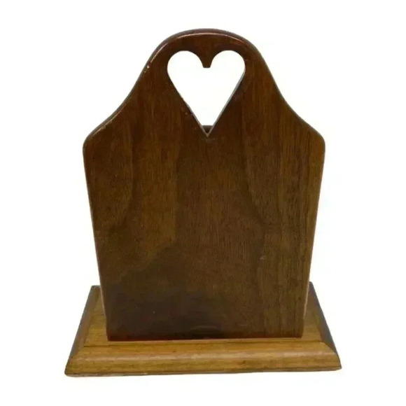 Wooden Napkin Holder Letter Mail Organizer Heart Cut Out Table Decor Country - Picture 2 of 6